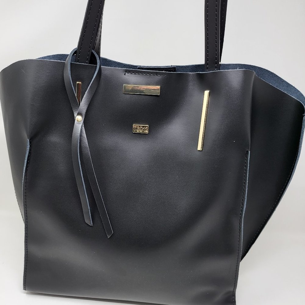 NWT TSD12 Black Leather Tote
